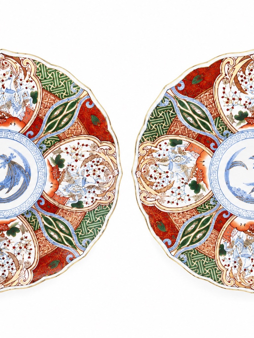 Vintage Pair Of Andrea by Sadek Chopsticks Ko Imari Crane Plates 12” Chargers